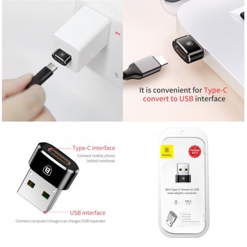 smoll Baseus OTG USB To Type C Female to USB  Male Adapter Converter Connector OTG Baseus OTG Type C To USB Baseus