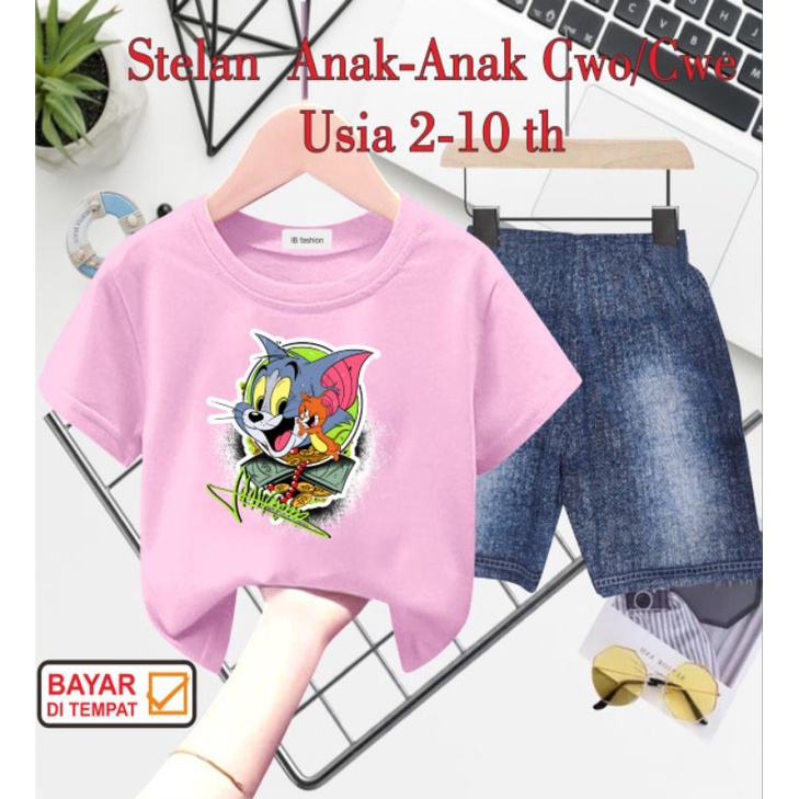 ((IB))SETELAN ANAK2 UNISEX SEMI JEANS/T0M&amp;J3RRY DIGITAL SABLON