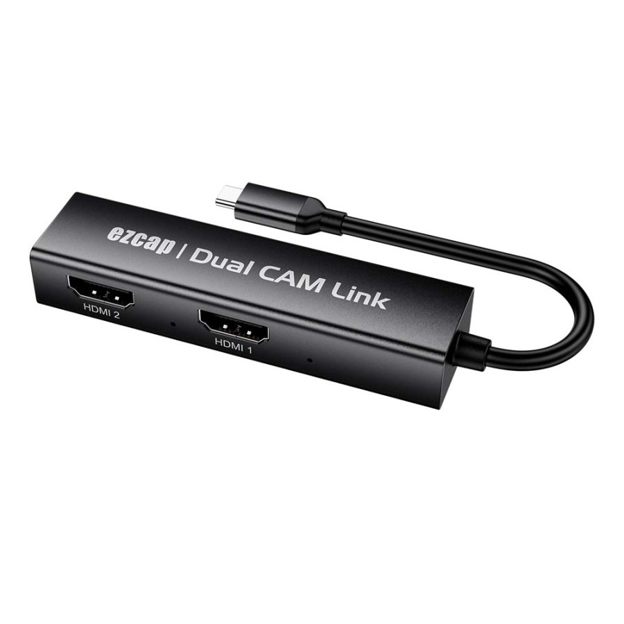 Type-c to 2 Hdtv video capture ezcap 2k 1080p 60fps dual cam link live streaming adobe obs vlc 314 ezcap314