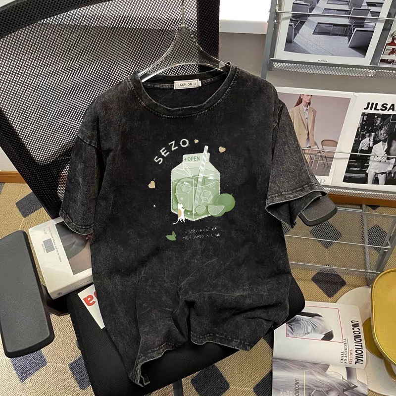 RDGF official shop kemeja leher bulat  kaos murah kaos kaos segar musim panas percetakan minuman cotton kaos kekinian atasan kaos PRIA &amp; WANITA (UNISEX)
