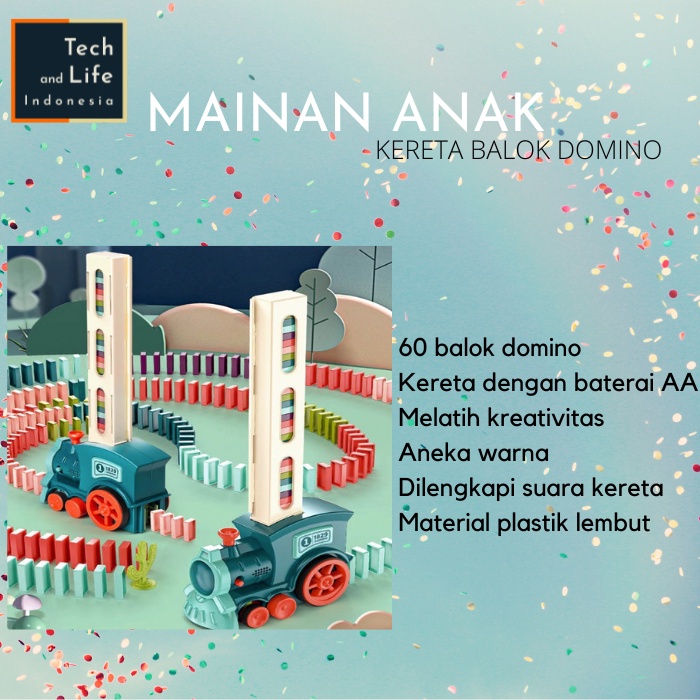 Mainan Anak Kereta Balok Domino Electric Domino Train