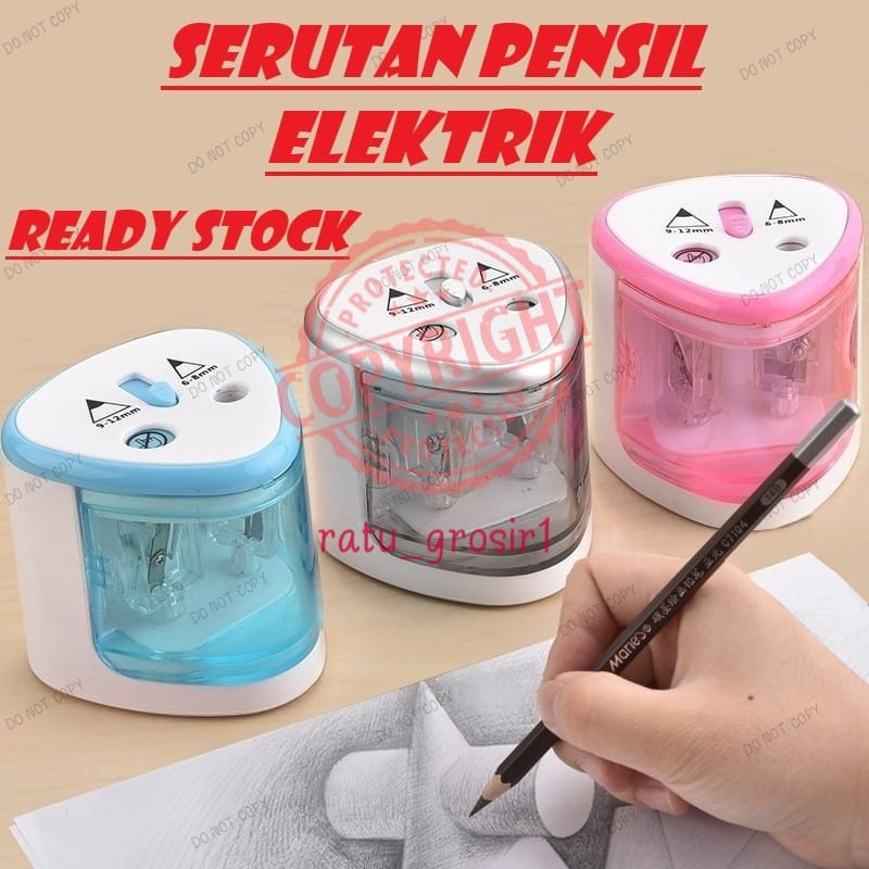 Serutan Electric Pencil Rautan Pensil Otomatis Elektrik Sharpener