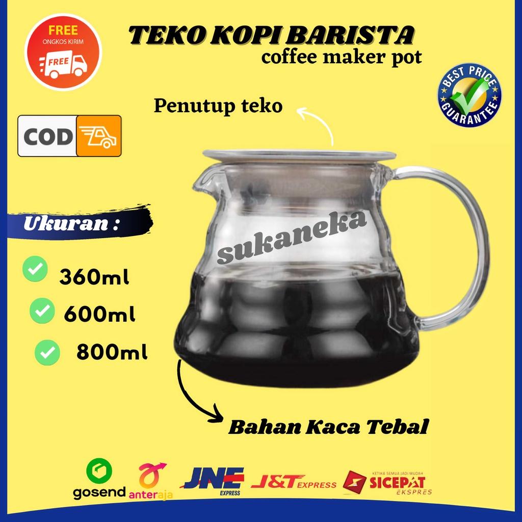 Jual Coffee Maker Server Pot Drip Kettle Teko Kopi Barista Bahan Kaca