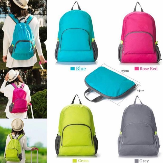 Tas Lipat Travel Bag Foldable Ransel Tipis Pria Wanita Anak Remaja Termurah