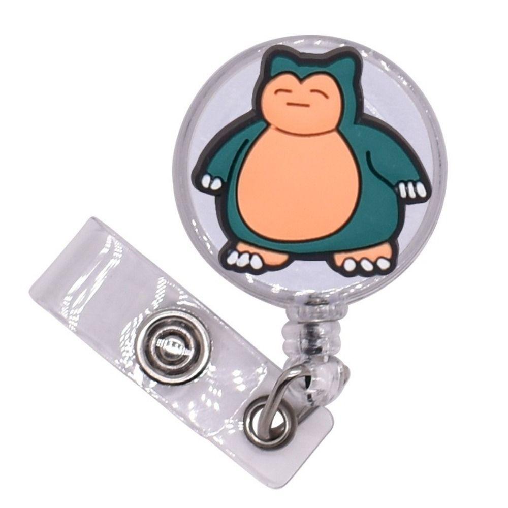 [Elegan] Badge Holder Lucu Kartun Kartu Staf Ditarik Perlengkapan Kantor Lanyard Badge ID Gesper Card Holder