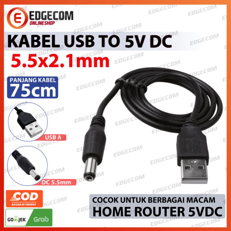 Kabel USB 5V 5,5mm DC Power Supply Charger Router Modem