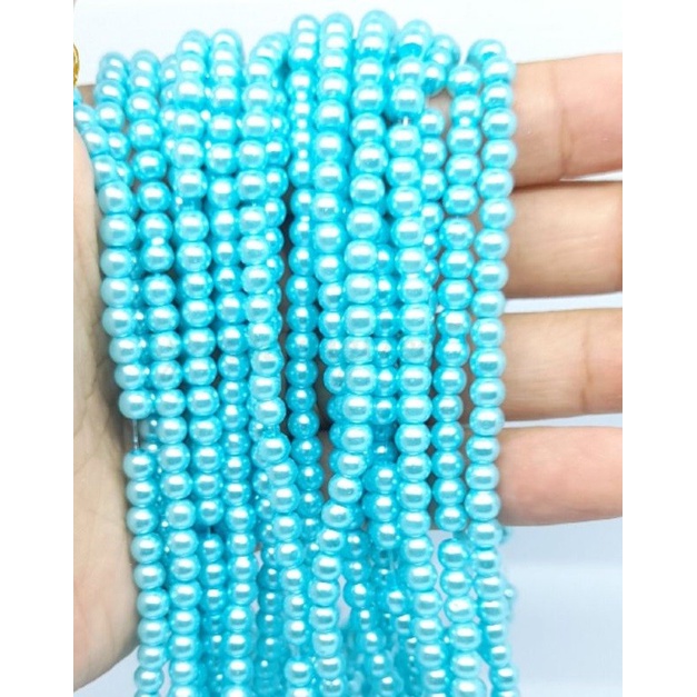 100Gram Payet Mote Manik Mutiara 8mm Bulat Kwalitas SUPER BIRU
