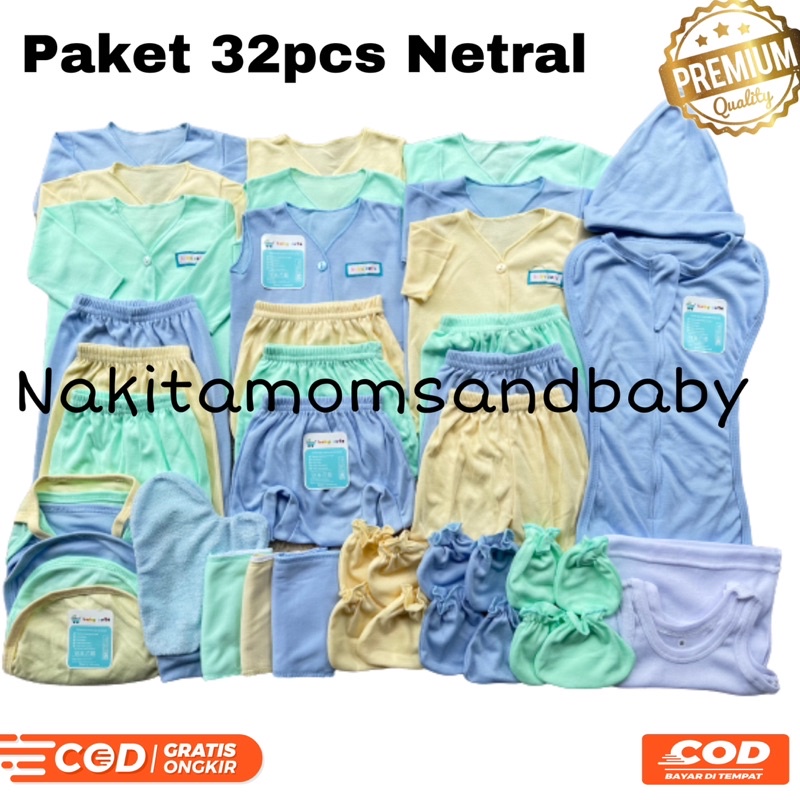 32pcs Paket swaddle Hemat Perlengkapan Baju bayi Baru lahir /Newborn SNI Promo 8.8