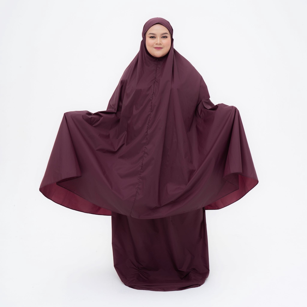 ALIF MUKENA MINI PARASUT PREMIUM KOREA TRAVEL JUMBO - BURGUNDY ( JMB-044 )