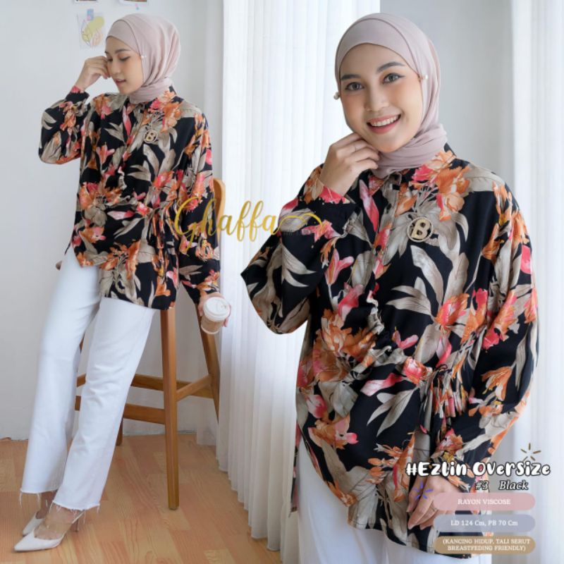 EZLIN OVERSIZE #3 BY GHAFFA THE LABEL / OVERSIZE MOTIF WANITA MUSLIMAH / Blouse jumbo rayon adem