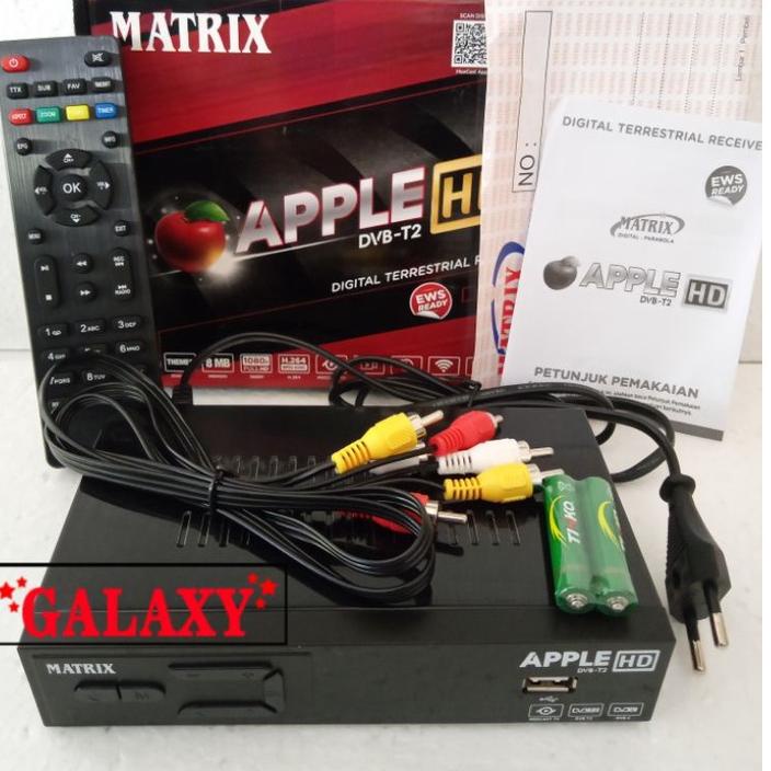 ⇵ Set Top Box TV Digital MATRIX Apple Merah Terbaru HD DVBT2 UHF Digital Bisa Youtube DVB Matrix App