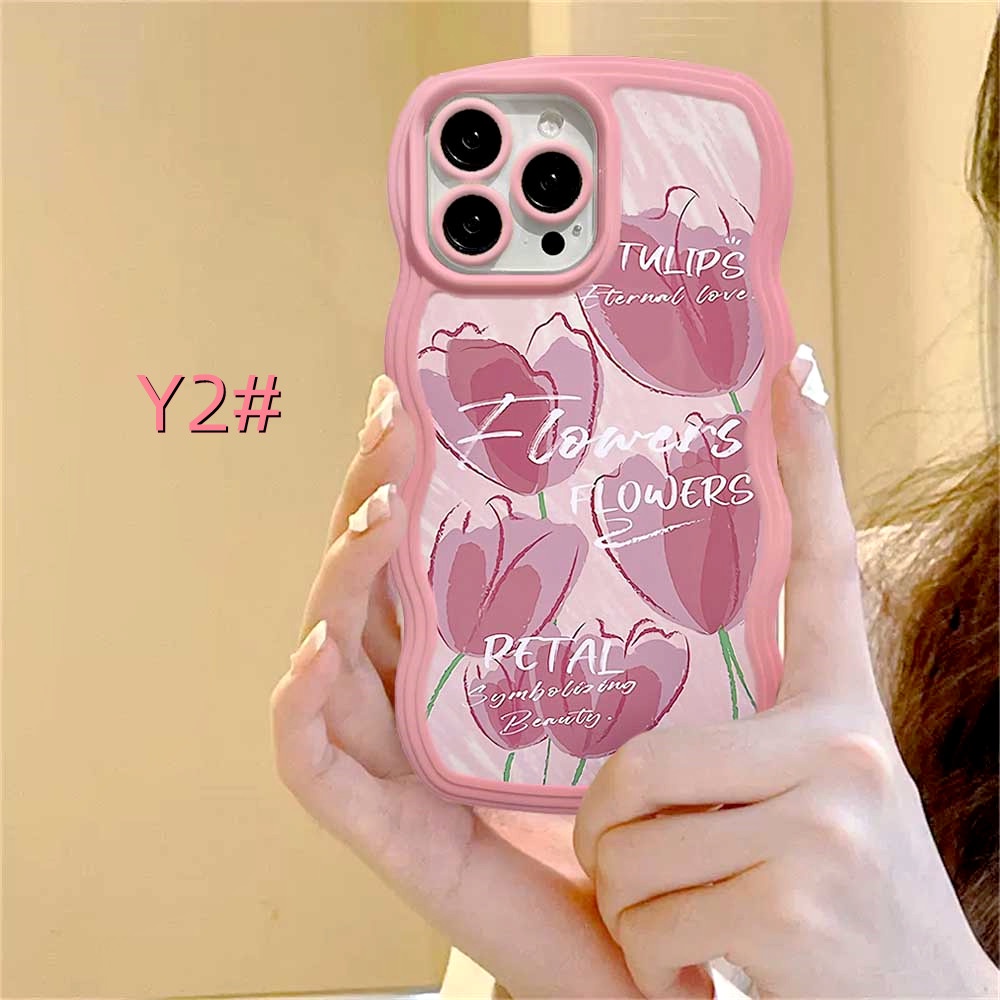 Casing TPU Motif Hati Gelombang Case Realme 10 C33 C30 C31 C35 C21Y C25Y Realme C11 C25 C17 C15 C12 C3 C2 Realme 8i 7i 5 5i 6i 7 Pro Motif Tulip Dan Tepi