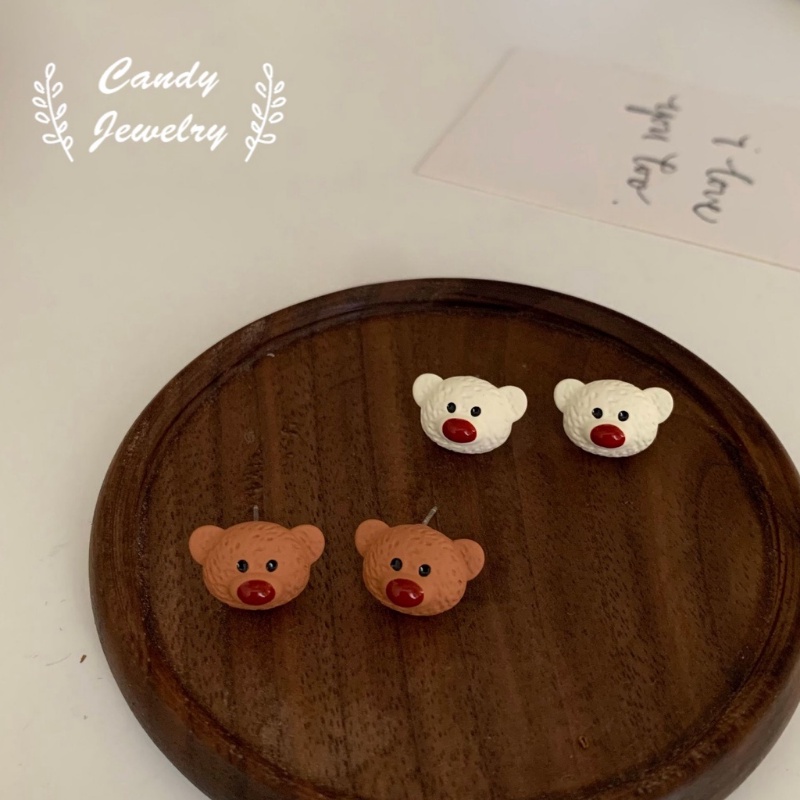 Candy Jewelry Cute Bear Earring Fashion Korean Stud Earrings for Women and Girls S925 Silver Needle