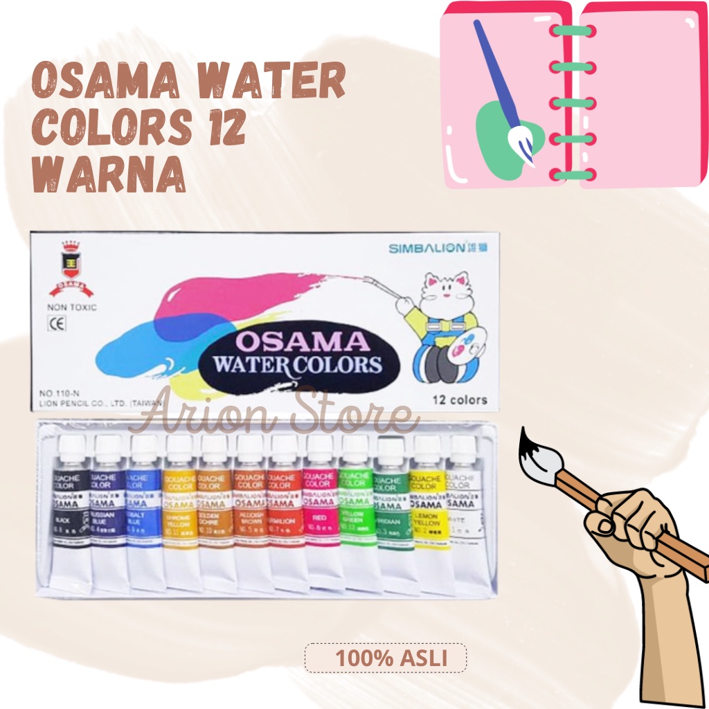 

[ARION STORE] Cat Air Watercolors 12 Warna / Cat Air 12 Warna / Cat Air Osama [SET]