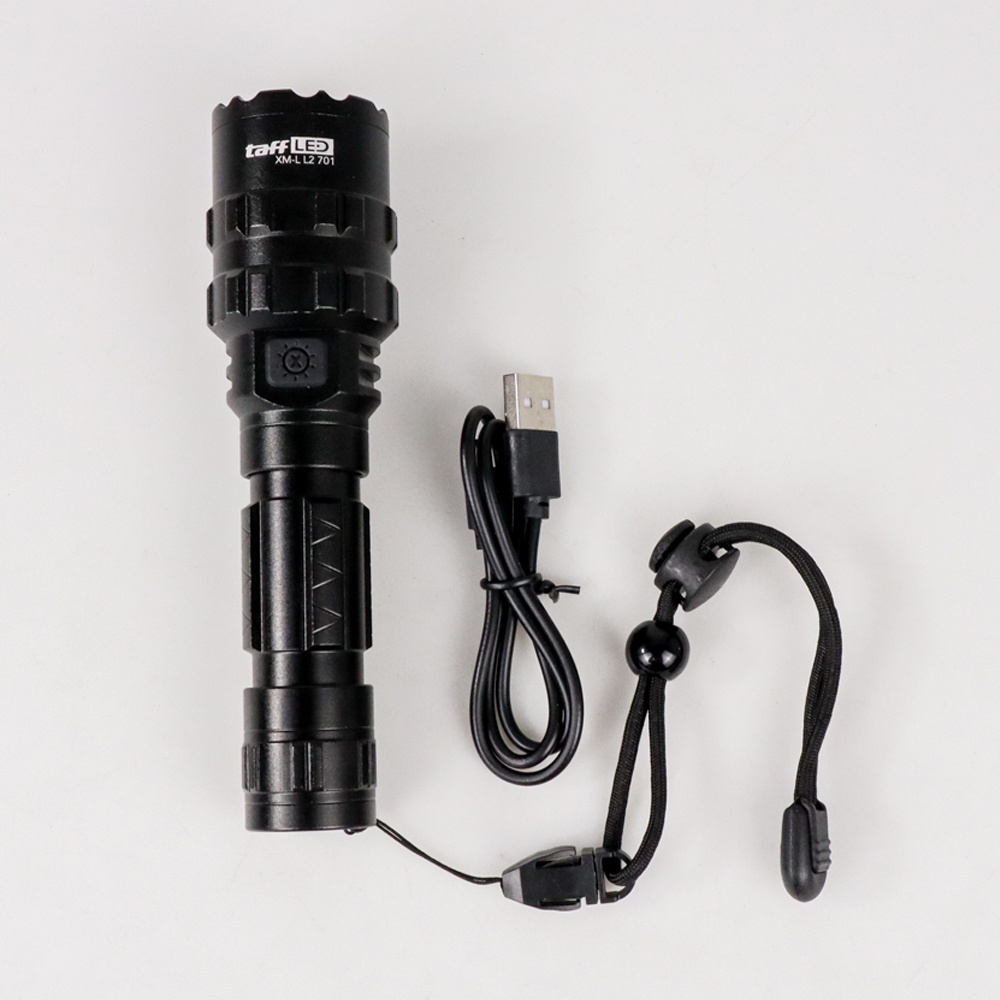 TaffLED Senter LED Torch Hunting Cree XM-L L2 6500 Lumens - 701 - Black - 7RFL12BK