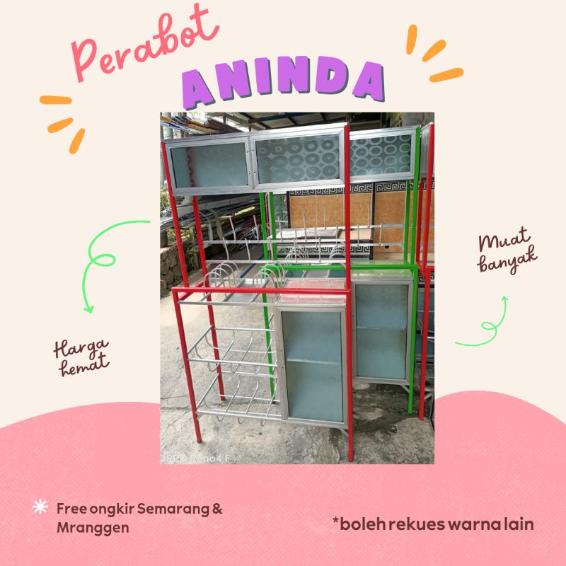 RAK PIRING ALUMUNIUM KACA PINTU ATAS SAMPING (HANYA SEMARANG & SEKITARNYA)