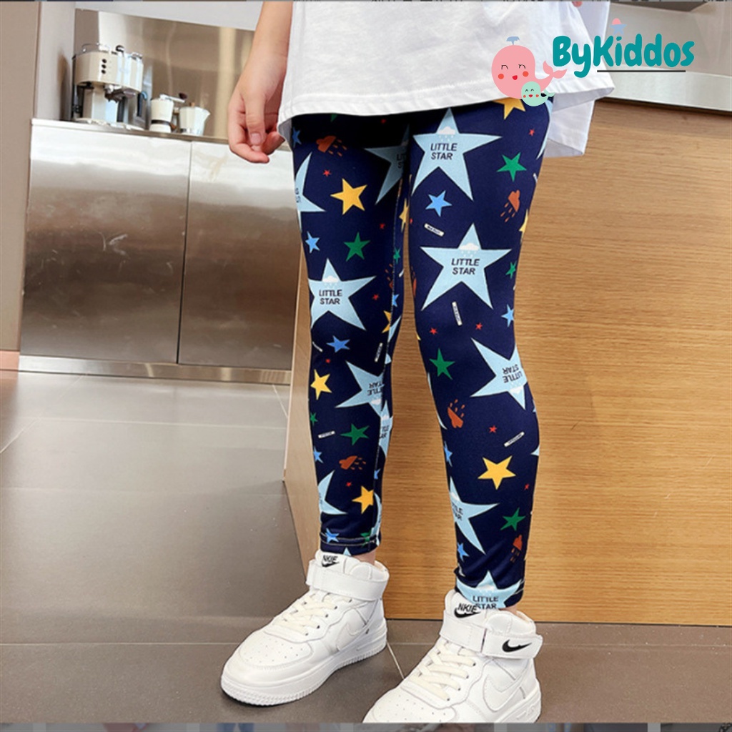 ByKiddos - Legging Katun Impor Stretch Panjang Cetak Motif Lucu Ala Korea Anak Perempuan Import 3-11 Th