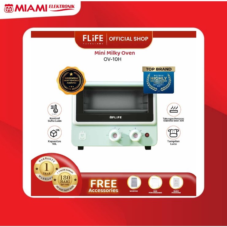 FLIFE  OV-10H / OV10H Mini Milky Oven 10 Liter - With Pemanas Stainless