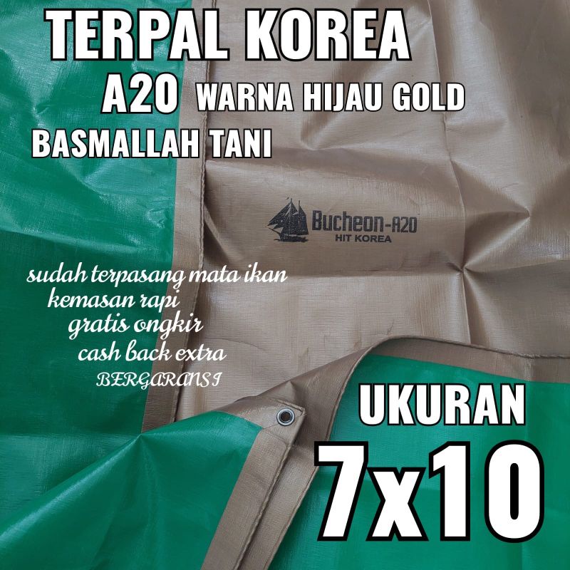 Terpal KOREA A20 Warna Hijau Gold ukuran 7x10 meter merk TRECK