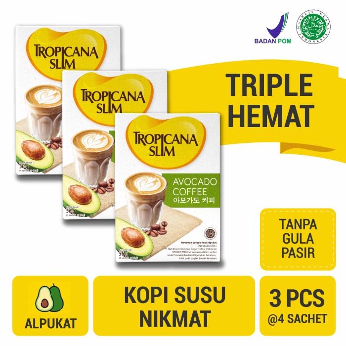 

Triple Pack: Tropicana Slim Avocado Coffee (4 Sch) - Kopi Bebas Gula