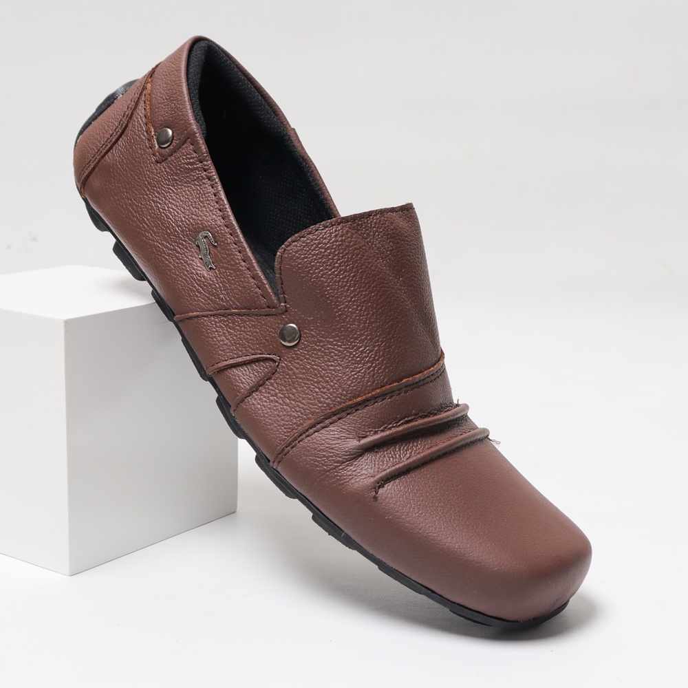 Sepatu pria slip On crocodile Kulit Sapi Asli formal semi formal PREMIUM quality cokelat
