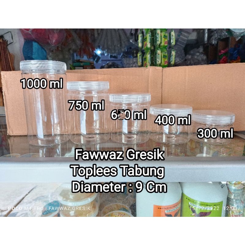 Toples Plastik 300 ml / Toples Plastik Bening 300ML / Jar Toples Kue Plastik Ulir Tutup Transparan