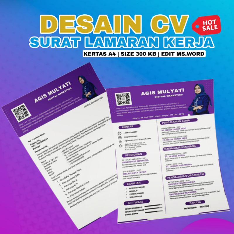 

DESAIN CV SURAT LAMARAN KERJA | TEMPLATE CV | CURRICULUM VITAE | JASA DESAIN CV MENARIK
