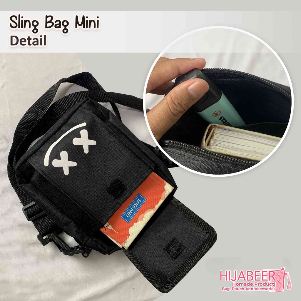 Waist bag Pria dan Waist bag Wanita Sablon - Tas Selempang Hitam Mini Karakter