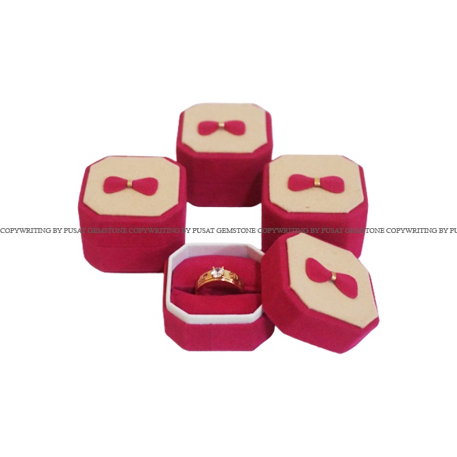 Kotak Perhiasan / Kotak Cincin Bludru Box Velvet Bisa untuk 2 Cincin