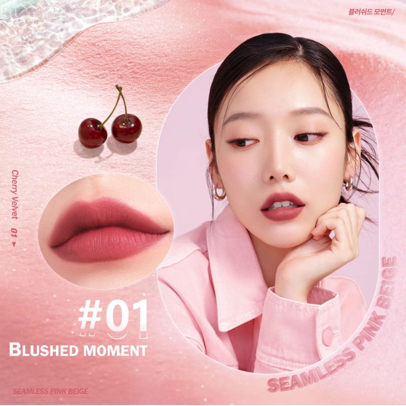 BNB Barenbliss Cherry Makes Cheerful Lip Velvet Korea Lipcream - 01 Blushed Moment