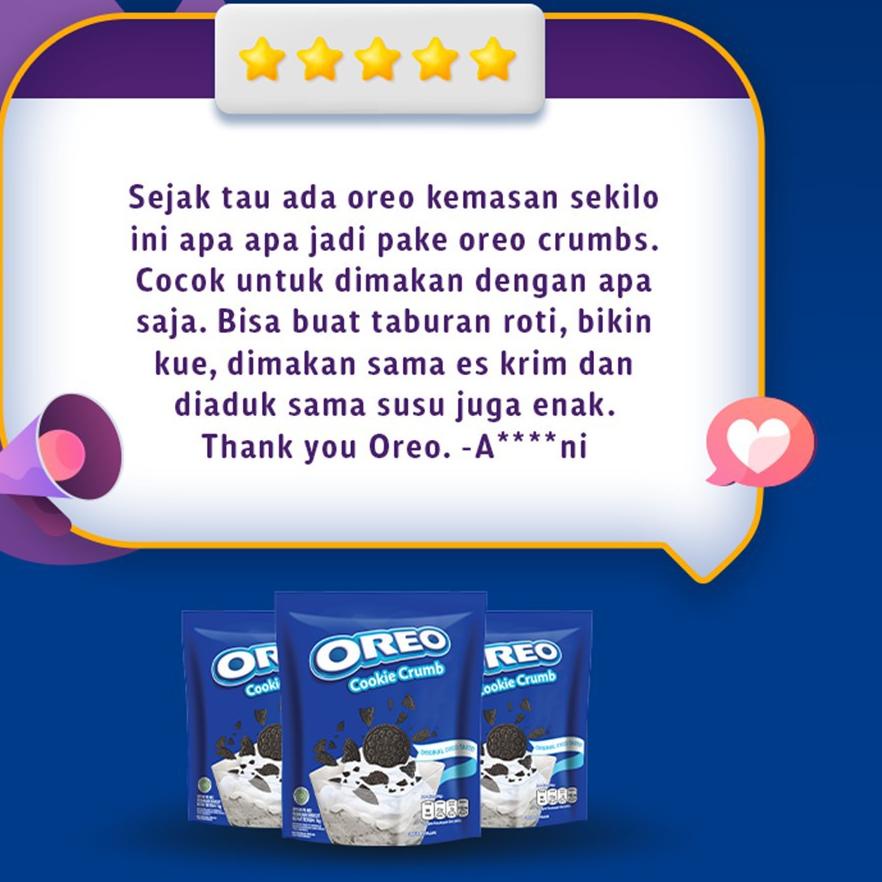 

9.9 sale Oreo Biskuit Cookie Crumb Pouch 1kg, Untuk memasak Kue dan Roti dengan mudah