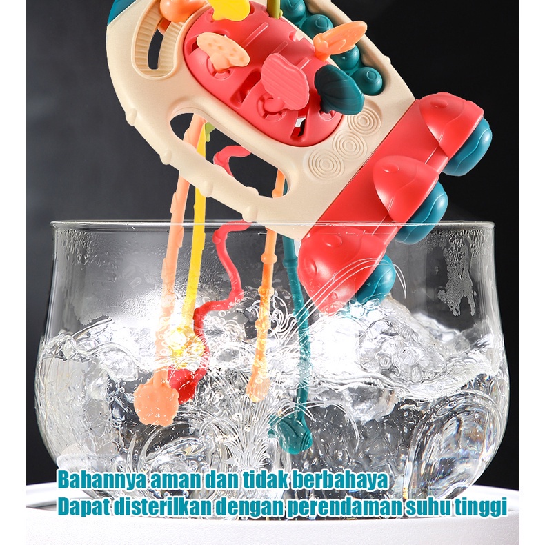 Mainan Edukasi Montessori 5in1 Bayi Rattle Silicon Gigi Tumbuh Gigi BPA Anak Mirar Toy Bermain Gym Silicone Brain Game