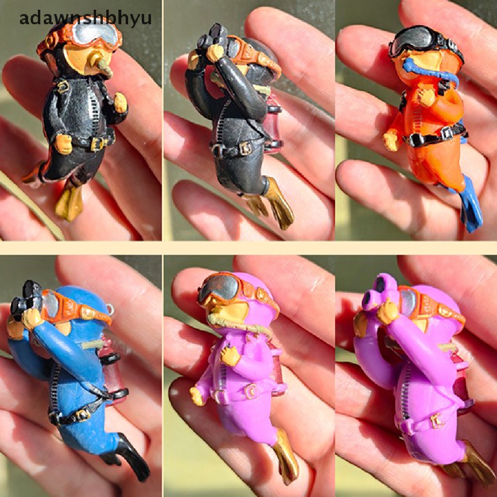 Adawnshbhyu Kawaii Resin Frogman Aquarium Ornamen Interesg Floag Dekorasi Simulasi Mini Diver Ikan Aquarium Aksesoris ID
