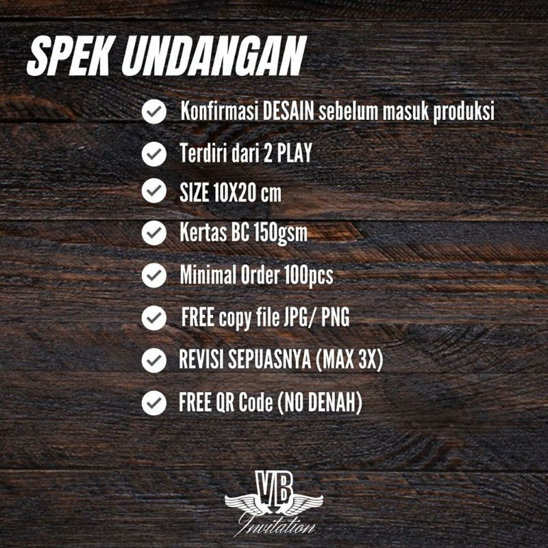 Cetak Undangan Pernikahan Murah Custom Aesthetic Model Rustic Unik Elegan Uk 10x20 VBU 020