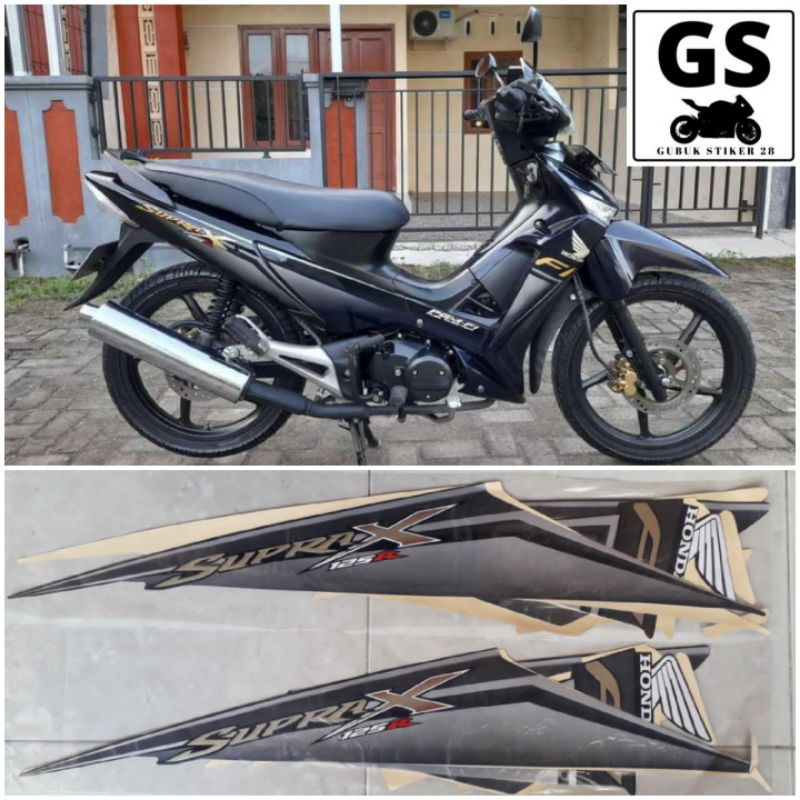 STRIPING STIKER LIS BODY MOTOR HONDA SUPRA X 125 FI TAHUN 2009 HITAM