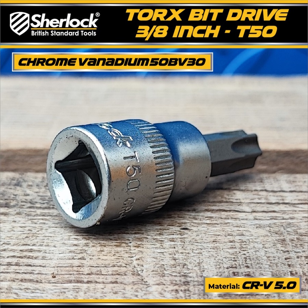 Mata Kunci Sok Bintang Drive 3/8 &quot; inch Sherlock Torx Bit Tampered T50