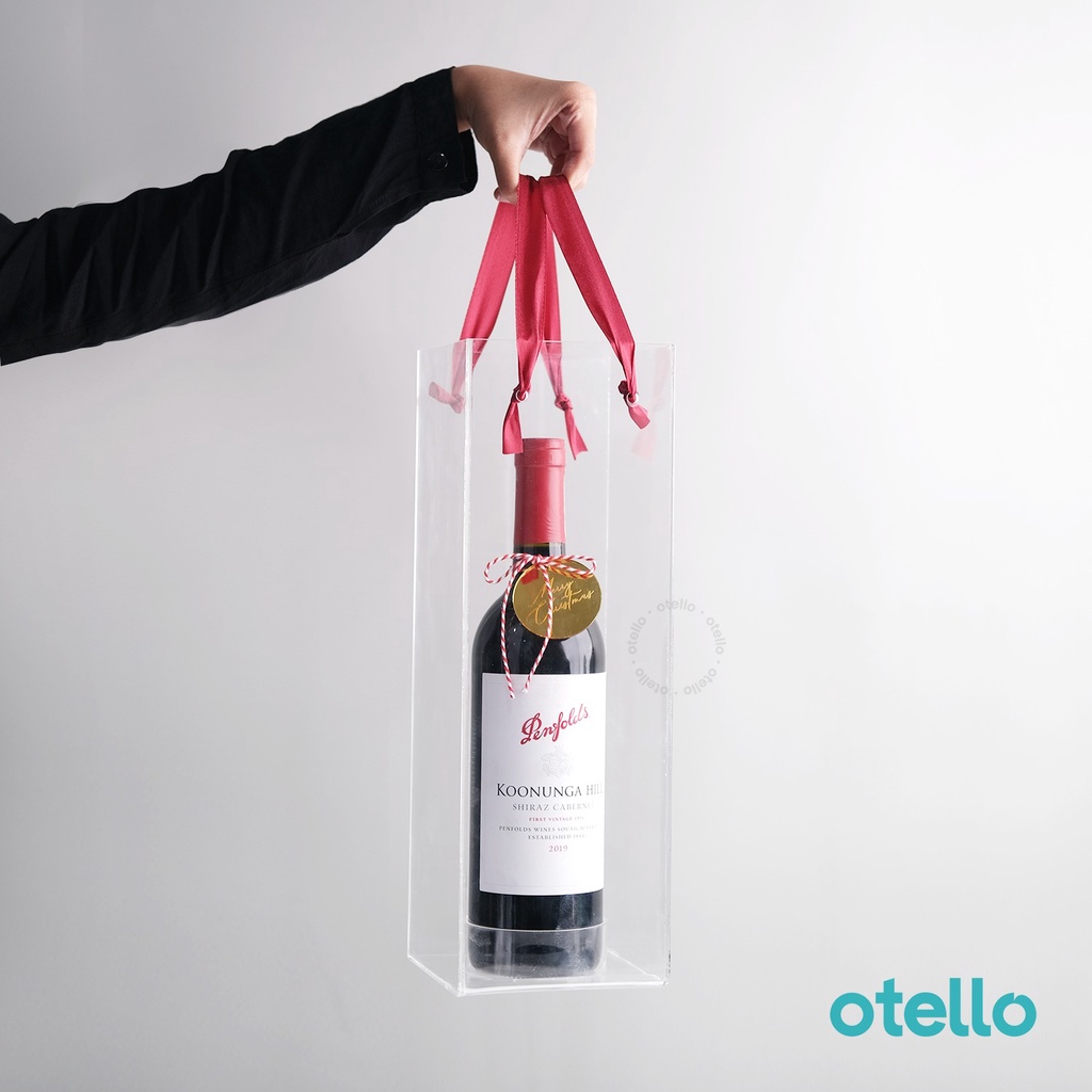 Box Wine Acrylic Handle Kotak Hampers Tas Wine Gift Hadiah Christmas Aklirik