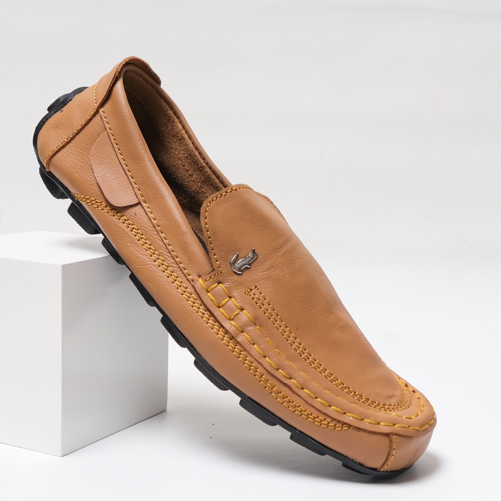 Sepatu pria slip On crocodile Kulit Sapi Asli formal semi formal PREMIUM quality tan