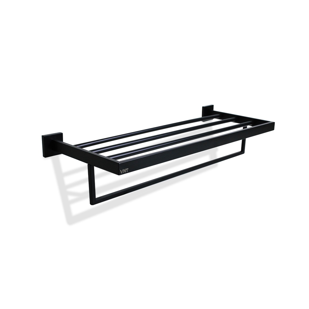 VNT Gantungan Handuk Hitam Hanger Dinding Rak Tempat Baju Kamar Mandi Black Towel Shelf