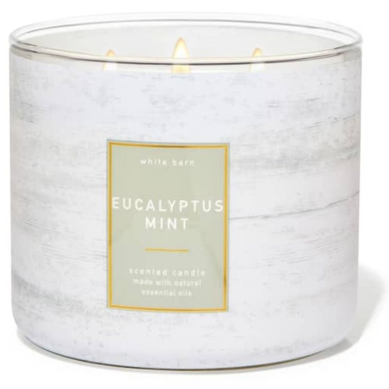 BATH &amp; BODY WORKS BBW EUCALYPTUS MINT 3-WICK SCENTED CANDLE 411 G LILIN WANGI 3 SUMBU UKURAN BESAR PENGHARUM RUANGAN