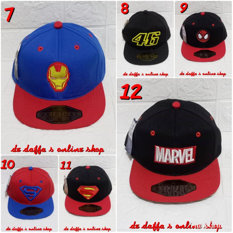 Topi Snapback Anak Bordir Superhero / Topi Hip Hop Anak..