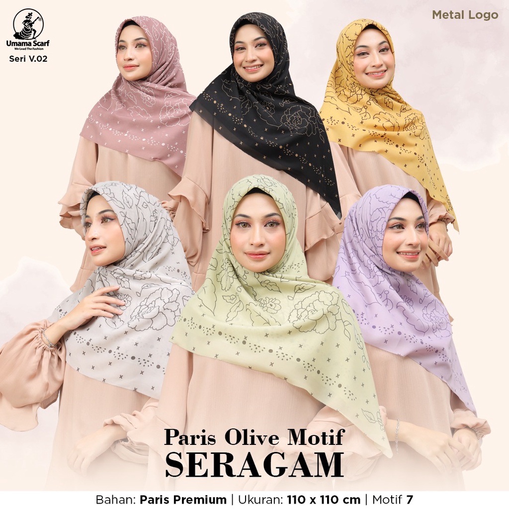 Kerudung PARIS OLIVE MOTIF Standar Umama Scarf Part 2