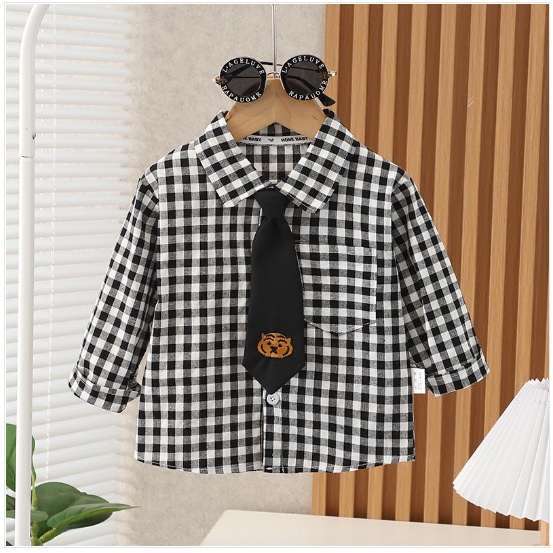 Mutiakids_ Kemeja anak cowok import Baju anak import atasan anak import baju anak kemeja KOTAK HITAM