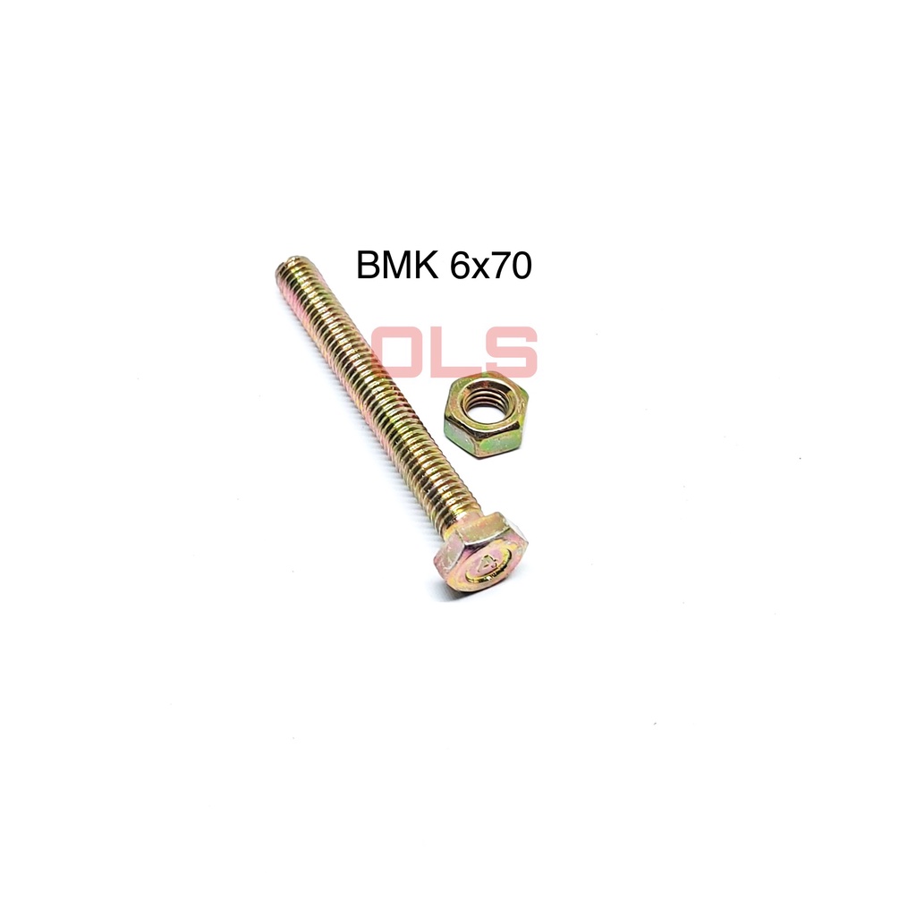 Baut Mur M6x70 Kuning Kunci 10 Panjang 7cm 6mm BMK