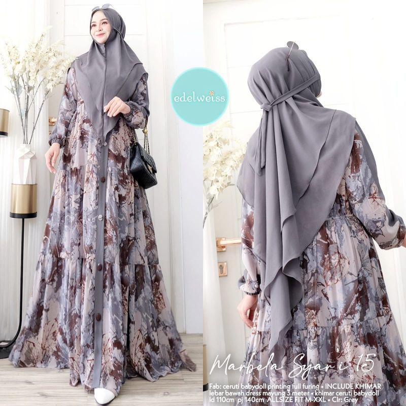 gamis dress maxy wanita marbela syar'i by edelwins || anak by mowmo
