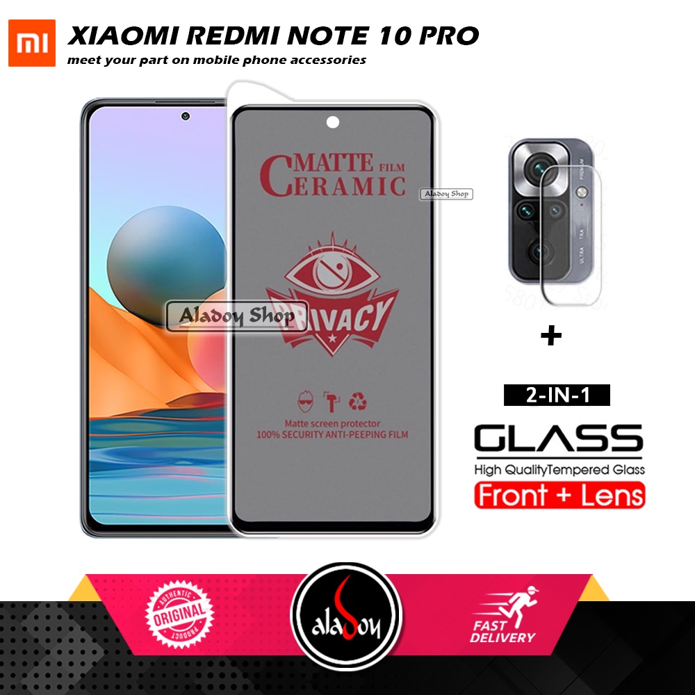 PAKET 2IN1 Anti Gores Privacy Xiaomi Redmi Note 10 Pro + Tempered Glass Kamera