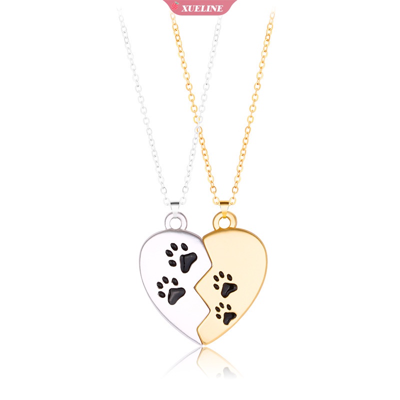 2pcs/set Berbentuk Hati puppy Cetak Pasangan Magnet Kalung Menarik Berharap Batu Perhiasan Hari Valentine anniversary Cinta Hadiah [ZXL]