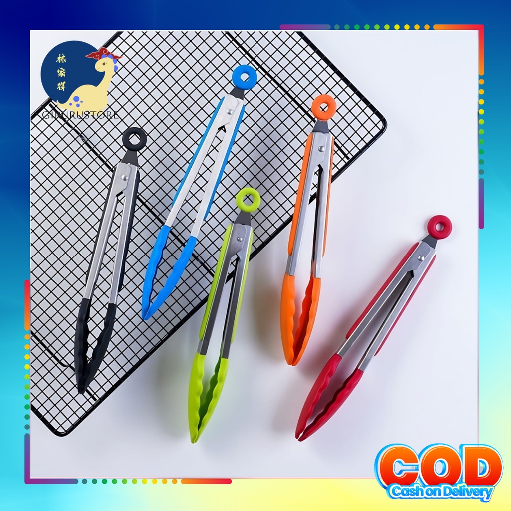 TONGS FOOD STAINLESS SILICONE / PENCAPIT KUE DAN GORENGAN TAHAN PANAS/ TONGS FOOD ANTI LENGKET MURAH / CAPIT GORENGAN MAKANAN | CAPIT MASAK GORENG | PENJEPIT CAPITAN KUE MAKANAN GORENGAN SILIKON 27 CM / Capitan Jepitan Makanan Gorengan/Capitan Silicon