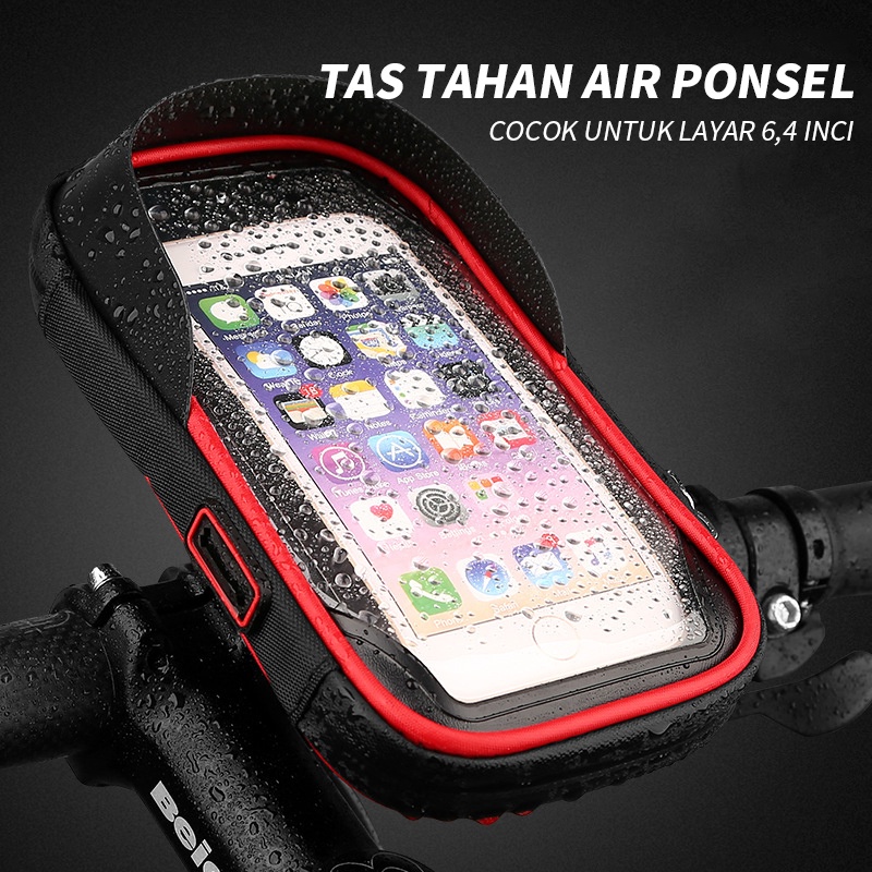 Stand Holder Motor Spion Waterproof - Motorcycle Case Bracket Hp Anti Air Dudukan Gps Gadget - Tas Ponsel Tahan Air - Menghalangi Matahari