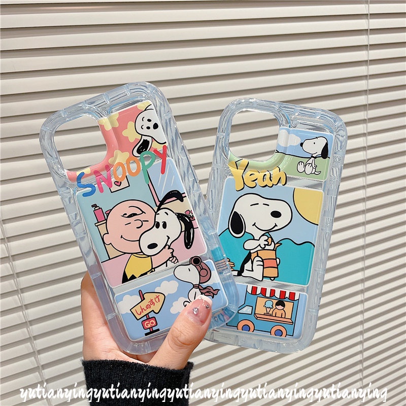 Cute Cartoon Snoopy Case Compatible for iPhone 11 XR 7Plus 8Plus 14 13 12 Pro Max 7 8 6 6S Plus X XS MAX Clear Shockproof Transparent Airbag Soft TPU Back Cover